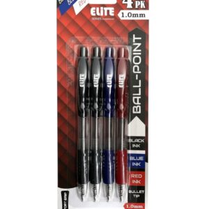 St Ball Point Tip Pen Black,Blue,Red 4Pk — wholesale bulk supply from JMD All Star