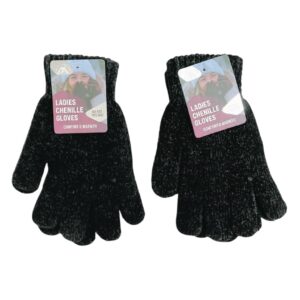 GLOVE LADY CHENILLE ALL BLACK (72)