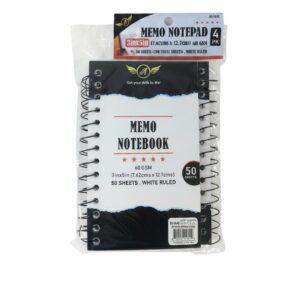 Spiral Memo Pad 4 50S 3X5 — wholesale bulk supply from JMD All Star