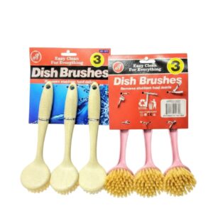 DISH BRUSH 3PCW/HDL AST (36)
