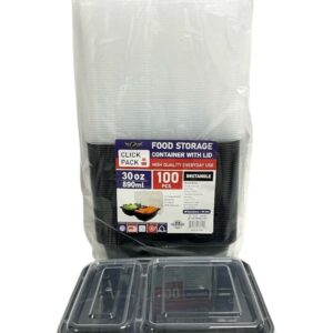 PL DISPOSABLE CONTAINER 30OZ 2 COMPARTMENT BLACK (3)
