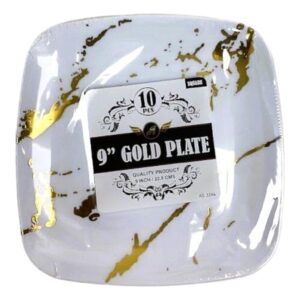 PL WHITE PLATE WITH GOLD RIM 9" 10PK(12)