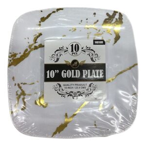PL WHITE PLATE WITH GOLD RIM 10" 10PK(12)