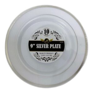 SILVER RIM PLATE 9" 10CT(12)