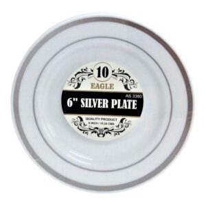 SILVER RIM PLATE 6" 10CT(12)