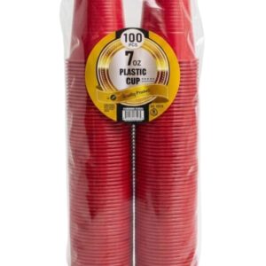PL CUP 7OZ RED 100P (12)