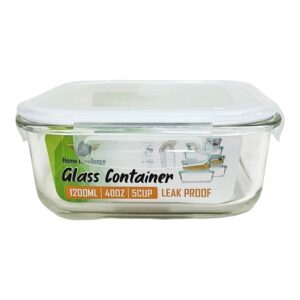 GLASS CLEAR JAR SQUARE W/COP & SIL CLIP SMALL 1200ML (12)