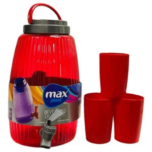 PL BEVERAGE DISPENCER 4 LTR WITH GLASSES AST (12)