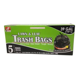 TRASH BAGS BLACK 39GAL 5PCS(24)