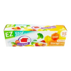 SLIDE ZIP STORAGE BAG QUART 15CT (24)