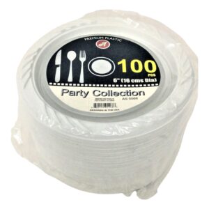 PLASTIC 6" 100PC WHITE PLATE (8)