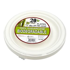 BIODEGRADABLE PLATES 7"DIA (17.78 CMS) 20PC(24)