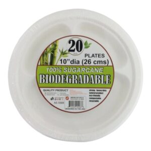 BIODEGRADABLE PLATES 10" 3SECT 20CT (24)