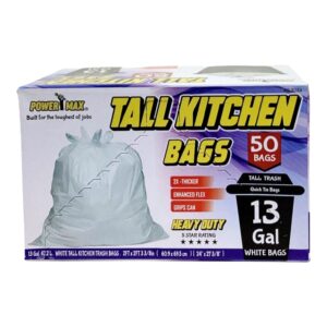 TRASH BAGS 13GAL 50PCS WHT(6)