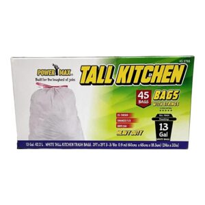 WHITE TALL KITCHEN BAGS WITH STRINGS (6) 2FTX2FT 3 3/8"